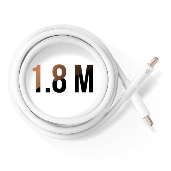 USB C-kabel 65W Strømforsyning Opladning og dataoverførsel 1,8m LinQ Hvid Vit
