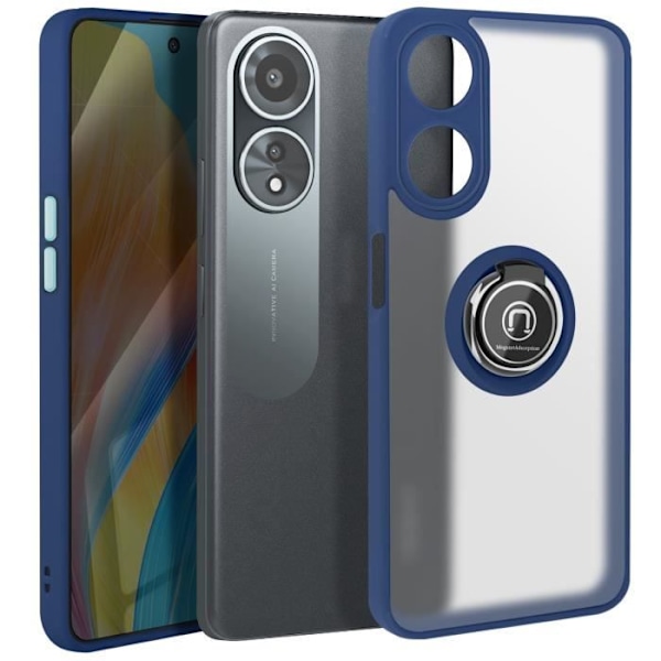 Coque för Oppo A58 med Metallring Video Stöd Blå Natt