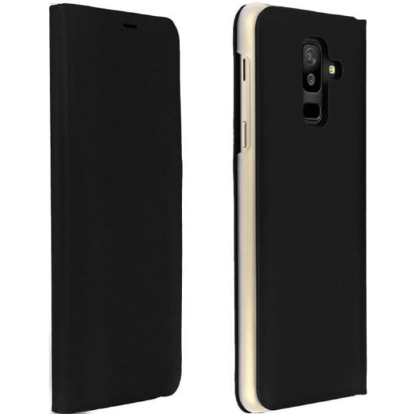 Housse til Samsung Galaxy A6 Plus - AVIZAR - Pungeetui - Øko-læder Sort - Ultra-tynd svart