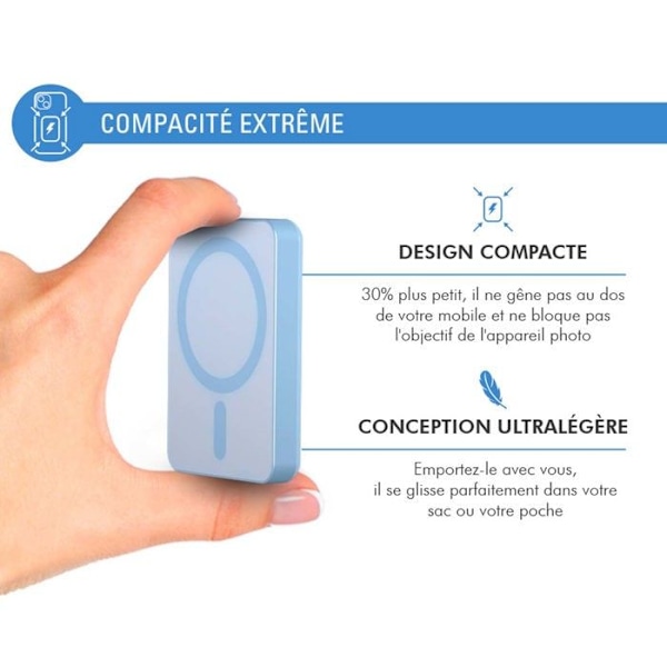 Powerbank 5000mAh kompatibel MagSafe Induction 15W Blue Force Power