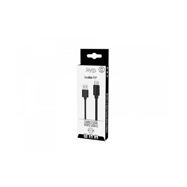 Opladnings- og synkroniseringskabel - JAYM - POP - USB-C til USB-A - 3A - 1,5m - Sort Svart
