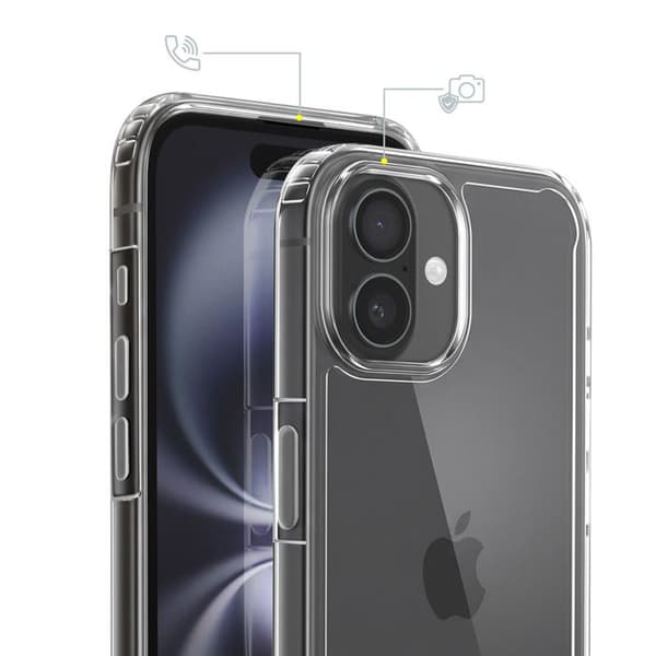 iPhone 16 Fodral Bimaterial med Förstärkta Hörn Transparent Vit