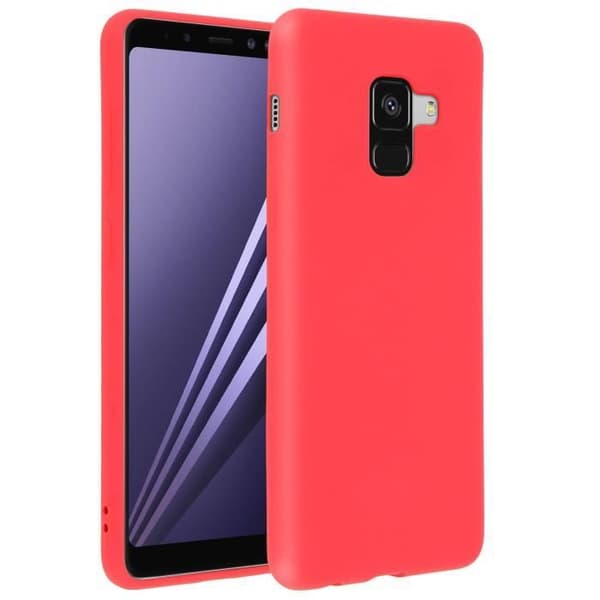 Coque - Forcell - Galaxy A8 - Pehmeä Touch - Silikoni Geeli - Punainen Röd