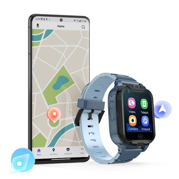WiFi SIM smartur til børn med GPS og videoopkald Maxlife Blå Blå