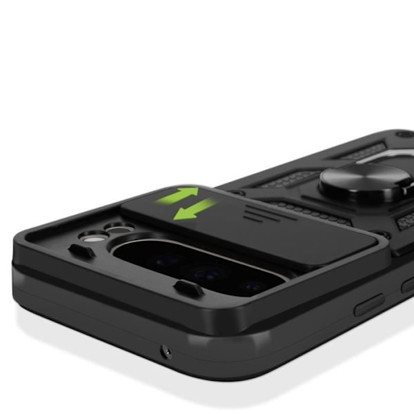 Coque til Google Pixel 9 Pro XL med ringefunktion og glidende kameradæksel Mayaxess Sort Svart