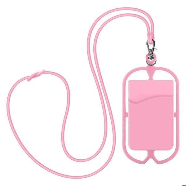 Halsrem med kortficka för smartphone serie NeckPouch Rosa