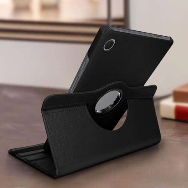 Hus - AVIZAR - Galaxy Tab A8 10.5 2021 - 360° Rotationsfodral - Ekologisk läder - Svart Svart