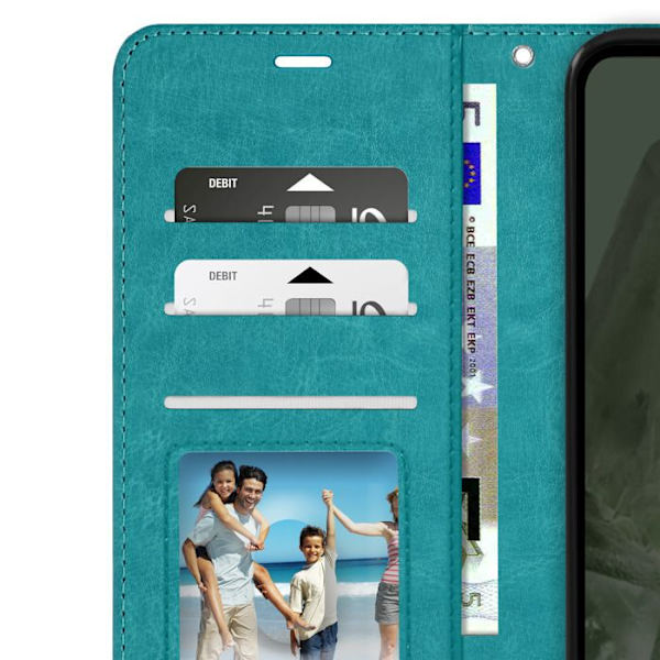 Fodral till Google Pixel 8 - MAYAXESS - Funktion för plånboksställ - Turkos Blå
