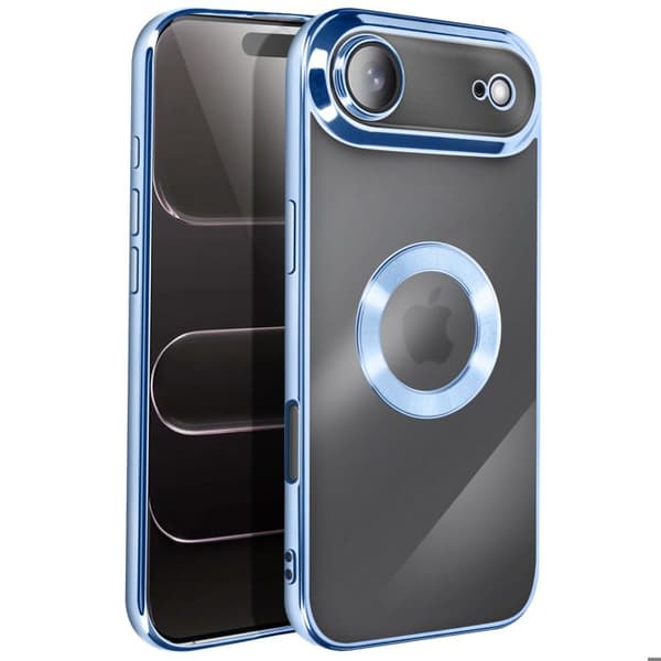 Cover - ADVARSEL - iPhone Air - Blødt Silikone - Krom Kant - Lys Blå Blå