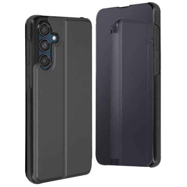 Etui för Samsung Galaxy M55 Fällbar Spegel Clear View Stöd Svart Svart