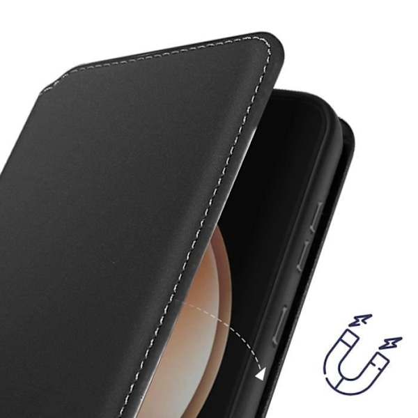 Taske til Samsung Galaxy S23 FE - AVIZAR - Dobbeltlomme Flip Stand Funktion Sort Svart