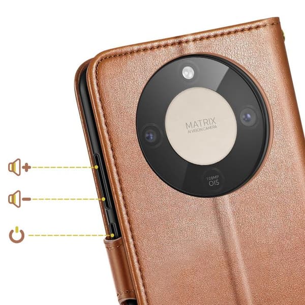 Folio Wallet Case til Honor Magic 8 Lite med Håndledsrem og Kortholder i Brun brun