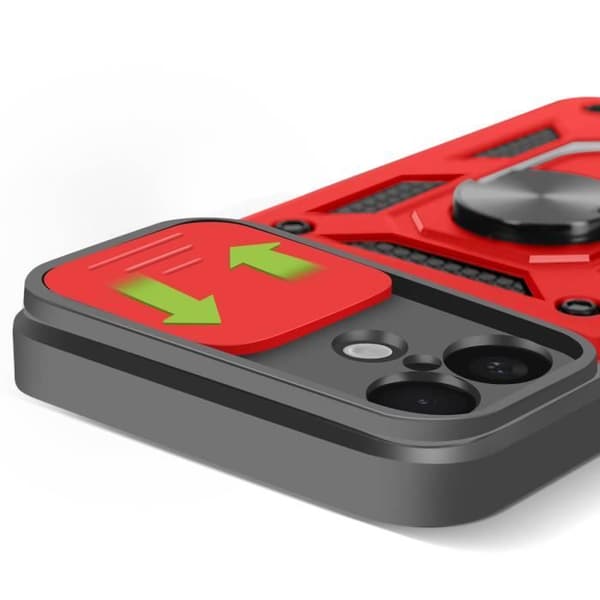 Coque til iPhone 16 - Mayaxess - Rød - Stødabsorberende - Skydelås til Kamera - Støtte Ring Röd