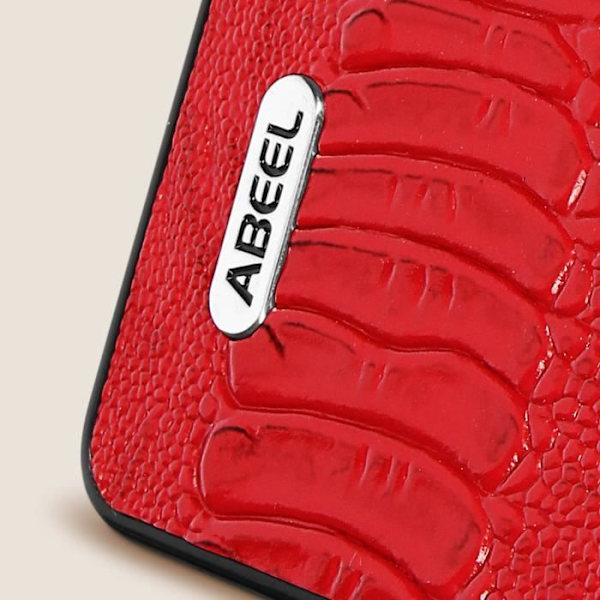 Kotelo - ABEEL - Samsung Galaxy Z Fold 5 - Hybridi aito nahka - punainen käärmekuvio Röd