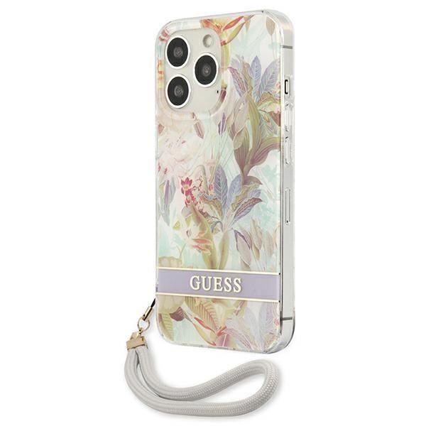 Guess Flower Cord - Etui til iPhone 13 Pro (lilla) - 3666339040574