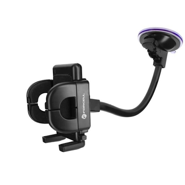 Smartphone bilholder - FORCELL - Sugekopmontering - Lang arm 27 cm - 360° drejelig - Sort Svart