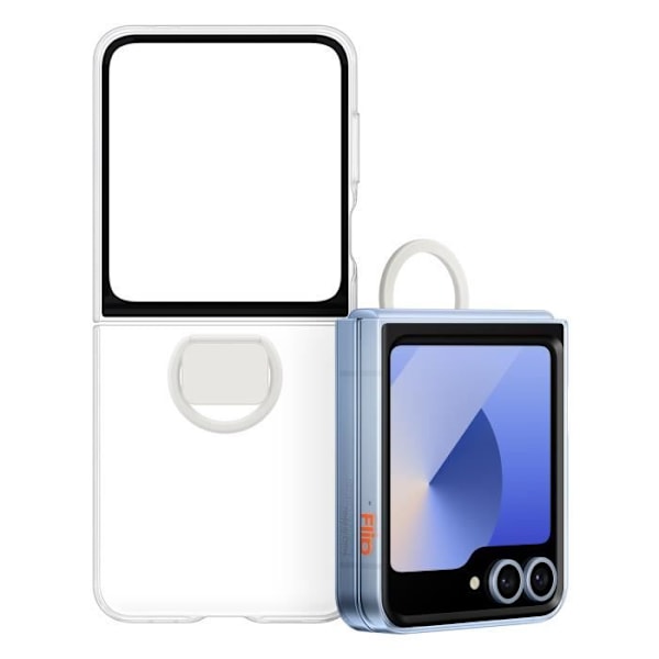 Originalt etui til Samsung Galaxy Z Flip 6 med Samsung gennemsigtig tynd silikonering Transparent