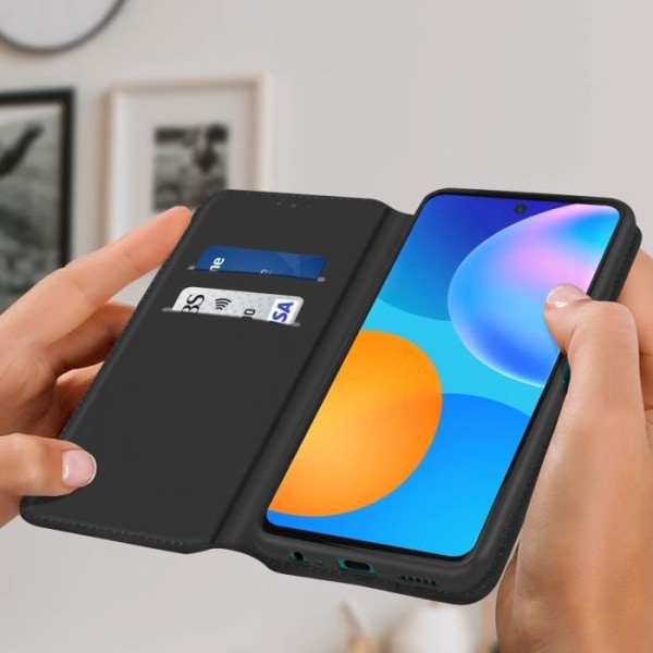 Hölje - AVIZAR - Huawei P smart 2021 - Ekoskinn - Stöd funktion - Svart Svart