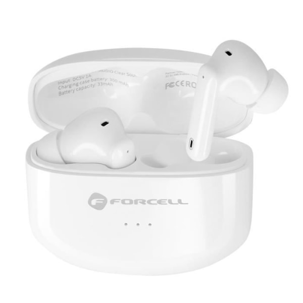 Bluetooth trådlösa hörlurar - Forcell Vit högkapacitetsbatteri