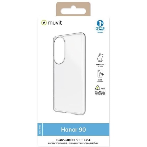 Fodral - MUVIT - Honor 90 - Mjuk - Transparent - Tillverkad av återvunnen plast Transparent