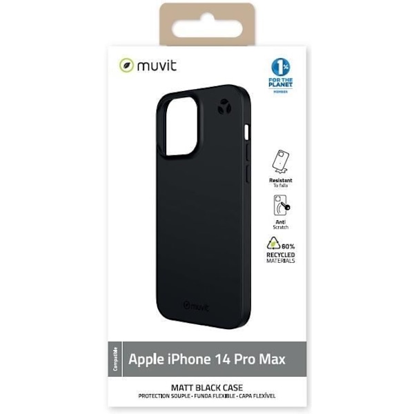 MUVIT FOR CHANGE RECYCLETEK SOFT BLACK CASE IPHONE 14 PRO MAX