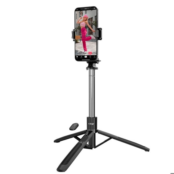 Perche Selfie - LinQ - Sort - 2-i-1 med Stativ - 360° Rotérbar - Bluetooth Fjärrkontroll