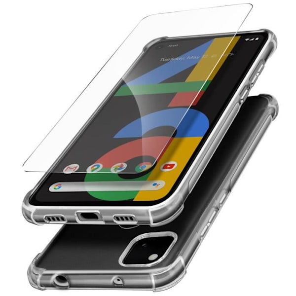 Pack Protection Google Pixel 4A mjukt fodral + transparent härdat glas