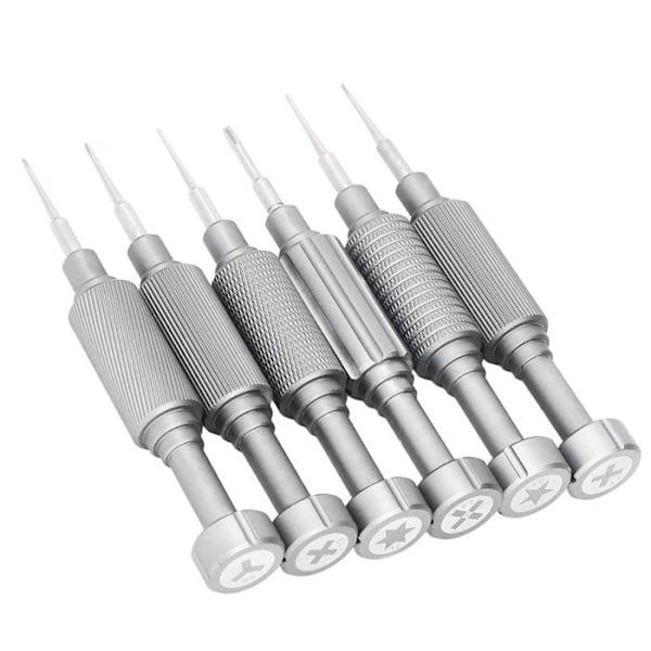 Precision Skruvmejsel 6 i 1 med Magnetiska Bits och Halkfritt Handtag Silver