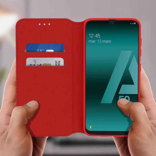 Skal till Samsung Galaxy A50 Folio Plånboksställ Funktion Röd