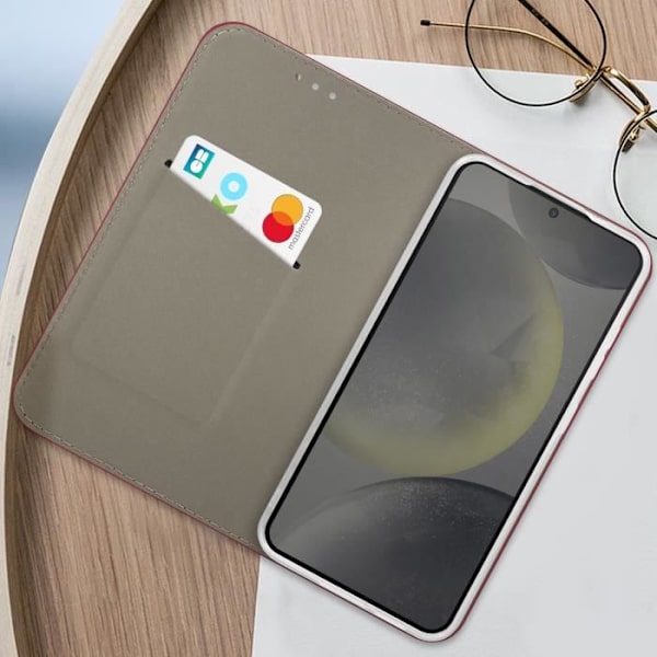Fodral till Samsung Galaxy S24 Plus - AVIZAR - Plånboksställ Funktion - Röd - Flik Röd