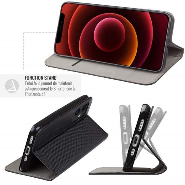 Folio-etui - JAYM - Apple iPhone 12 / 12 Pro - Sort - Magnetisk stativfunktion Svart