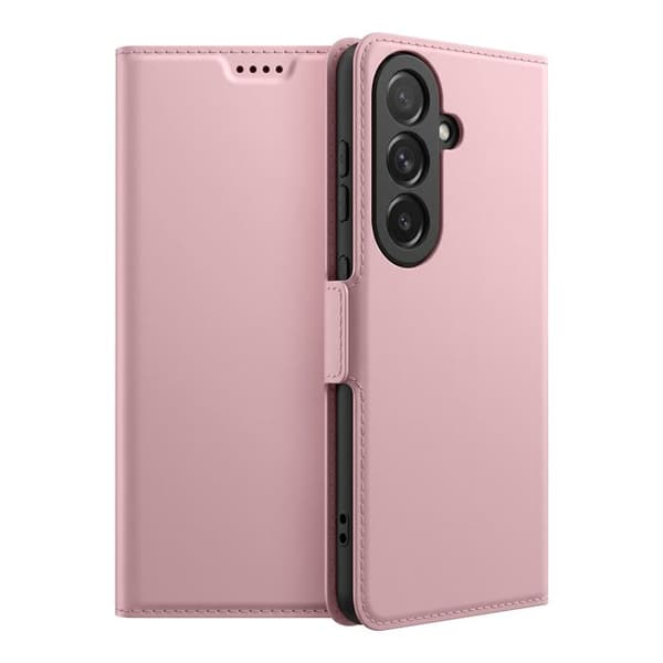 Plånboksfodral för Galaxy S26 Slät Läderlook med Videostöd Rosa Ros