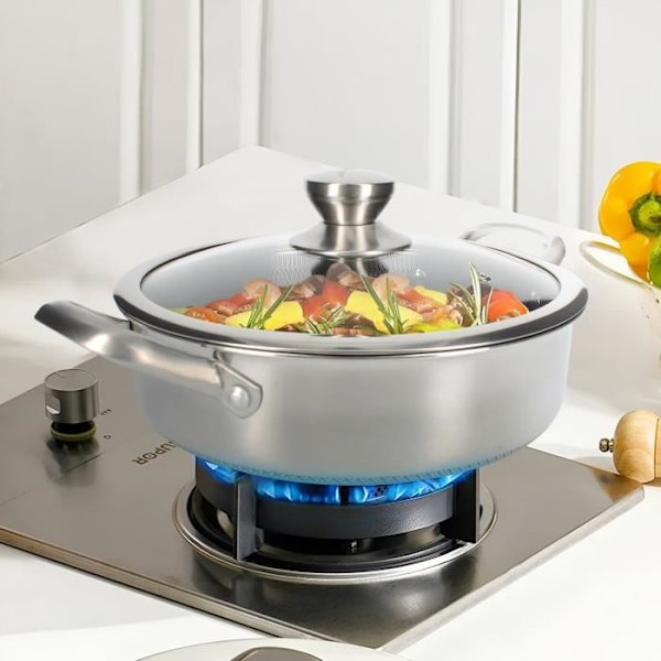 24 cm sauterpande med låg Cheffinger i premium non-stick rustfrit stål sølv