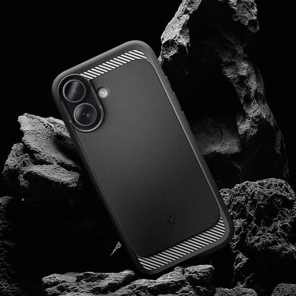 MagSafe cover - SPIGEN - Rugged Armor - iPhone 17 - Stødabsorberende - Sort med carbonindsatser Svart