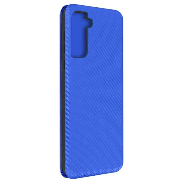 Housse - Galaxy - S21 Plus - Eco-läder med kolfiberlook - Mjuk - Handrem inkluderad Midnattsblå
