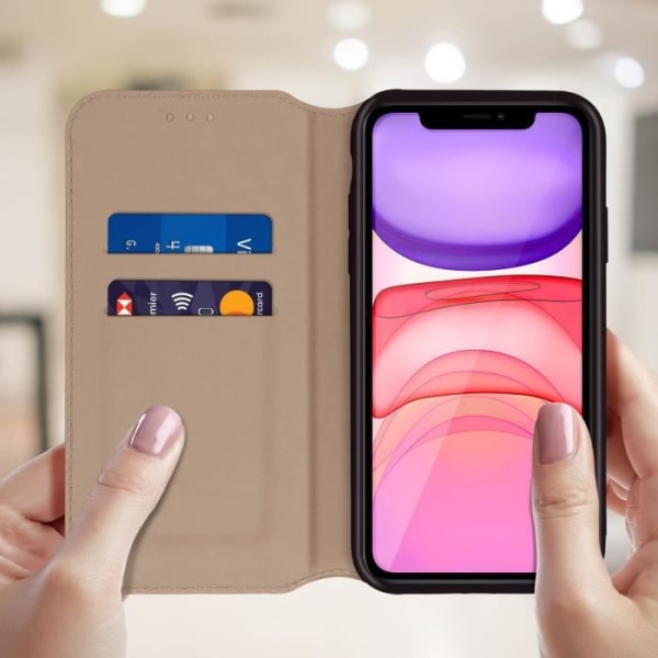 iPhone 11 Fodral - AVIZAR - Folio Wallet Fodral - Ekologiskt läder - Stativfunktion - Gul Gul