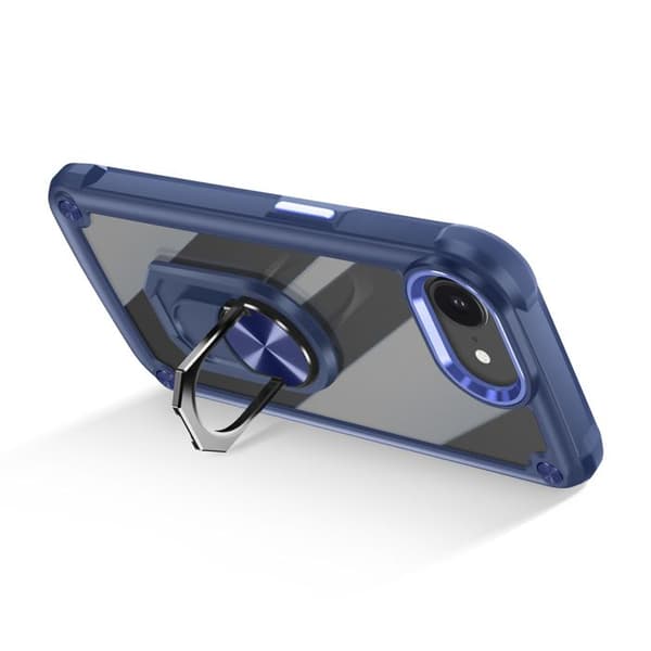 Coque Anneau - iPhone 16e - Blå - Magnetring - Stötskydd - Hybriddesign Blå