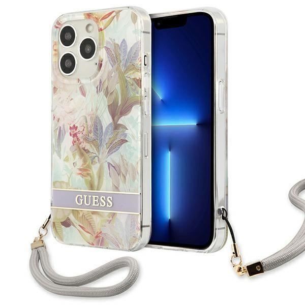 Guess Flower Cord - Fodral för iPhone 13 Pro (lila) - 3666339040574