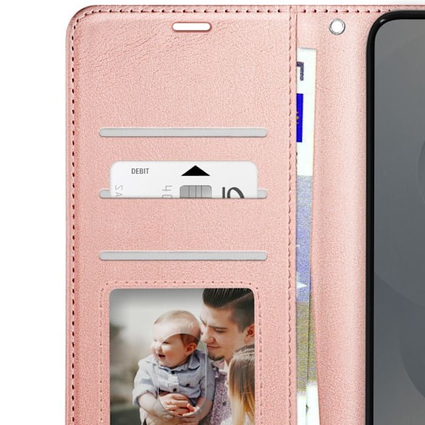 Étui för Samsung Galaxy S25 Edge Fodral Plånbok Stöd Mayaxess Roséguld Rosa