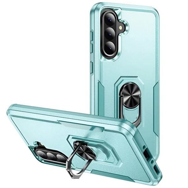 Stöttålig plånboksfodral för Samsung Galaxy A56 med ringstöd i turkos Blå