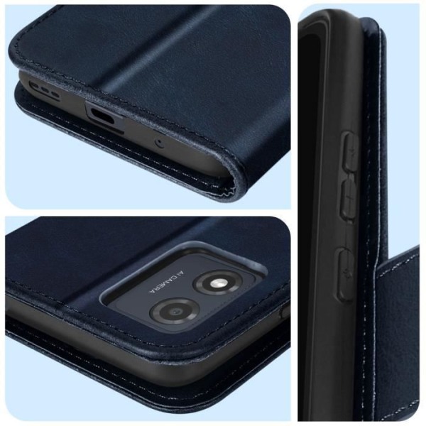 Fodral för Motorola Moto E13 plånbok och videostativ Strap blå