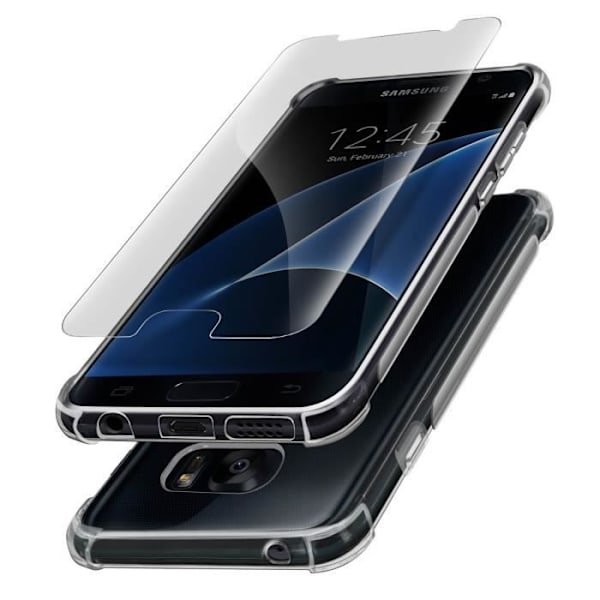Skyddspaket - AVIZAR - Samsung Galaxy S7 - Mjukt fodral - Härdat glasfilm - Stötsäker Transparent
