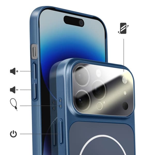 Cover til iPhone 14 Pro Max Kompatibel med MagSafe Mat AG Glas Mørkeblå Blå