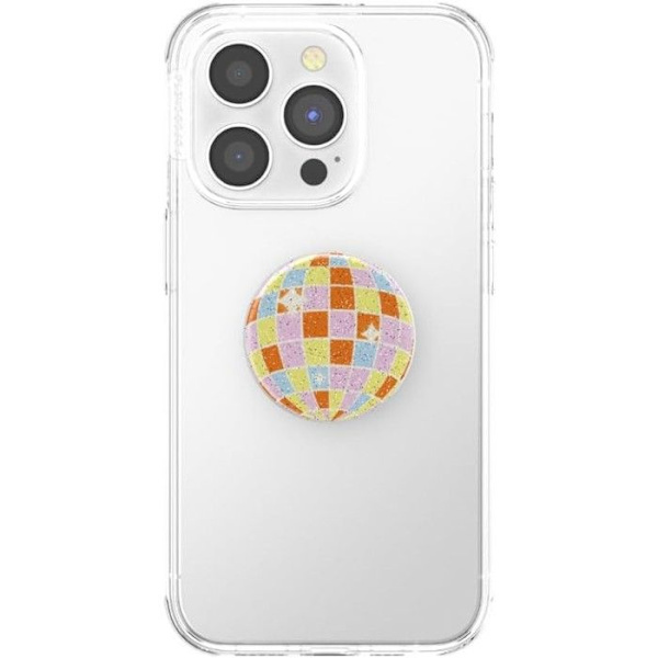 PopGrip Universel Klæbende Retro Disco Mønster med Stand Funktion PopSockets Multifarvet Svart