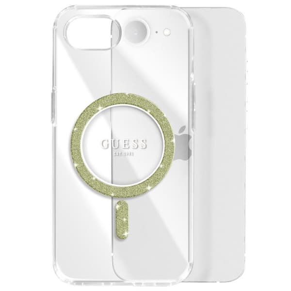 MagSafe-cover til iPhone 17. serie IML Glitter Circle Stødabsorberende Guess Transparent Vit