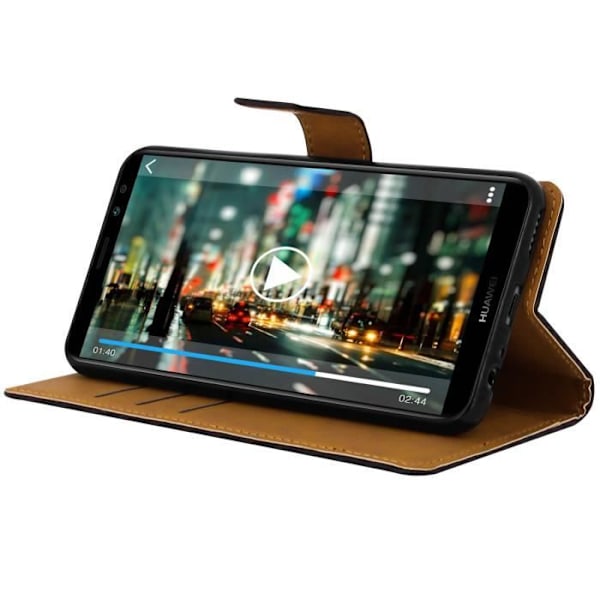 Etui Huawei Mate 10 Lite - AVIZAR - Lompakkokotelo - Silikoni Geeli - Musta - Tukiominaisuus Svart