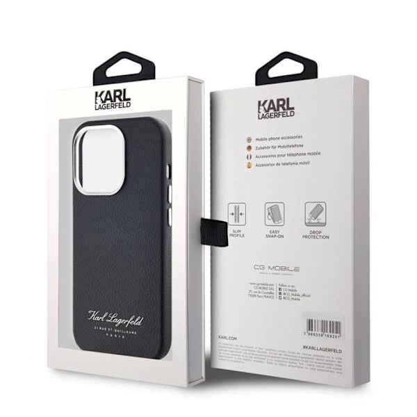 Coque til iPhone 14 Pro Max Hotel RSG Textureret Grainé Elegant Karl Lagerfeld Sort Svart