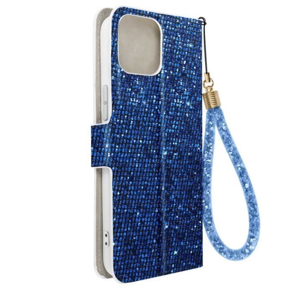 iPhone 15 Plus Case Glitter Disco Lompakkoteline Video Sininen Blå