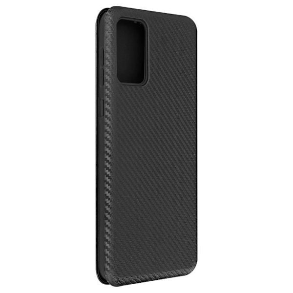 Cover til Samsung A52 og A52s Flip Card Holder Håndledsrem Black Carbon Effect Svart