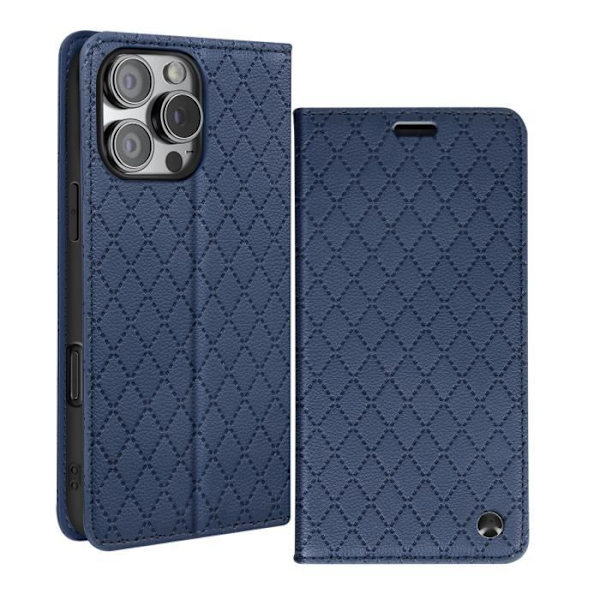 Foliofodral för iPhone 16 Pro Max Diamantkorthållare Video Support Night Blue Blå